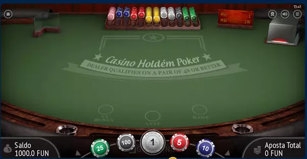 Interface do jogo de pôquer na Mostbet